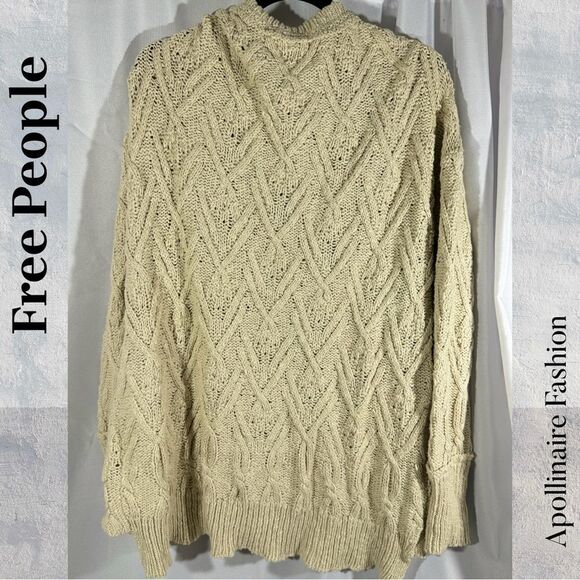 FREE PEOPLE MONTANA CABLEKNIT CARDI SWEATER IN TEA NEW SMALL PETITE - Picture 5 of 11